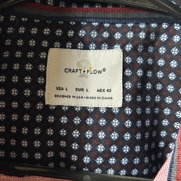 Craft & Flow Pink Casual Button Down Shirt with Short Sleeves size Large - Picture 6 of 9